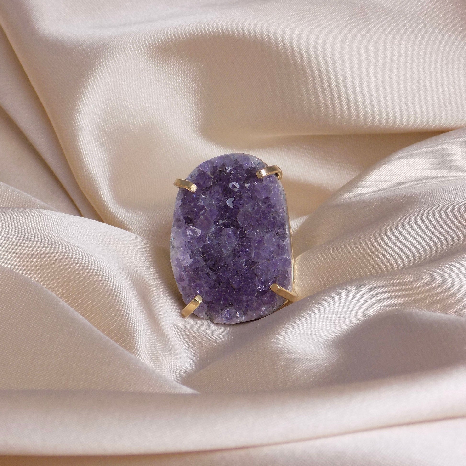 Amethyst Druzy Ring, Natural Druzy Ring, Crystal Ring, Large Gemstone Ring, Stone Ring Adjustable Ring, Statement Ring, Gift For Her G14-833