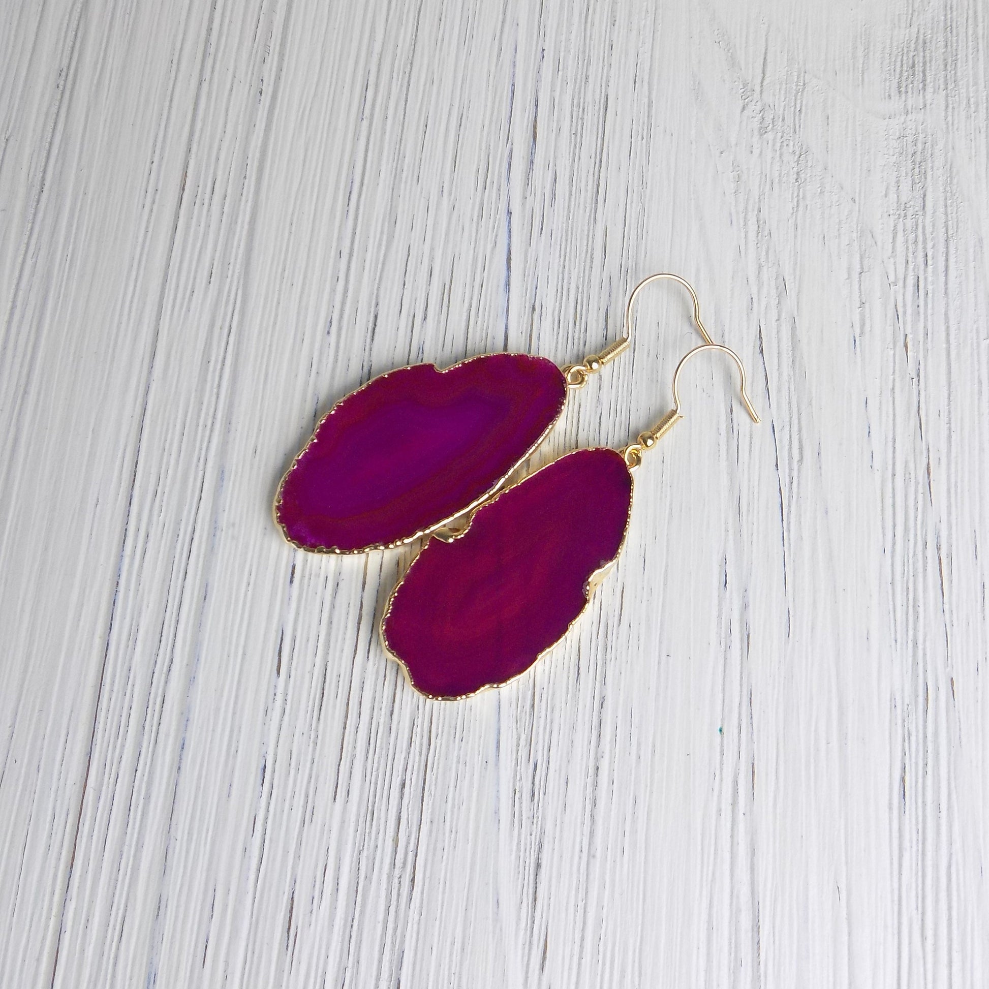 Gift For Her - Hot Pink Druzy Earrings
