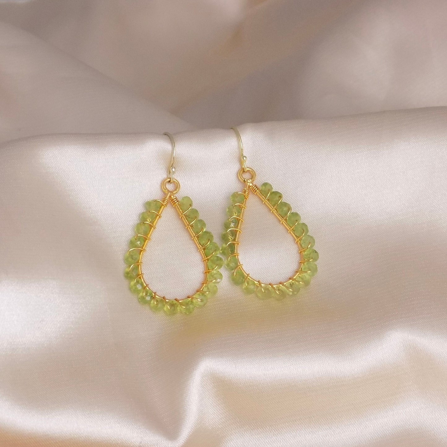 Raw Peridot Earrings Gold, Dainty Crystal Dangle, August Birthstone, Unique Gifts For Best Friend, M7-15