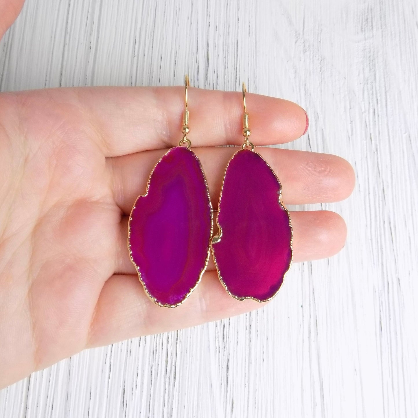 Gift For Her - Hot Pink Druzy Earrings