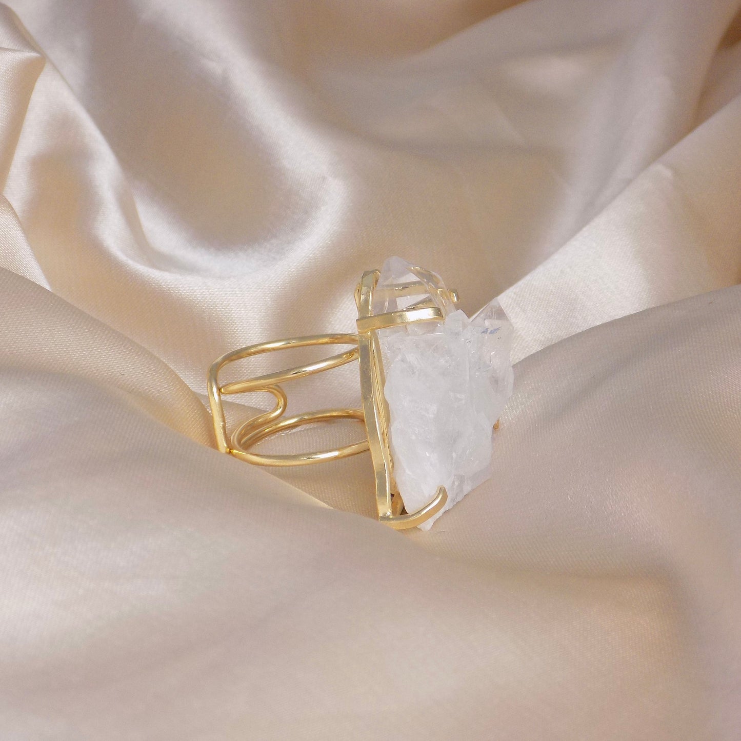 Raw Crystal Ring For Women, Gifts For Her, Gold Plated Adjustable Statement Rings, G15-30