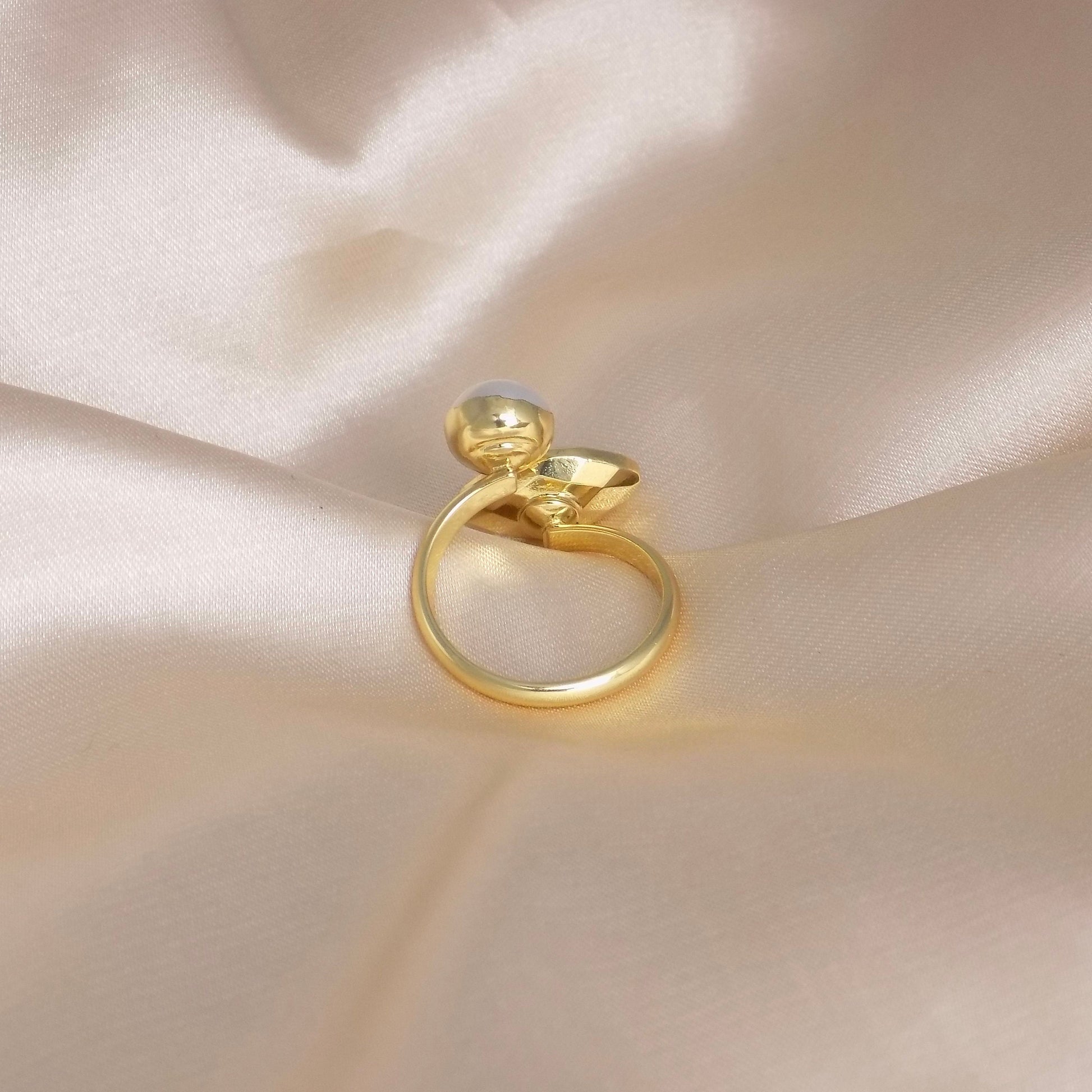 Amethyst Ring, Freshwater Pearl Ring, Gold Adjustable Multistone Statement Rings, Gift Women, M7-11
