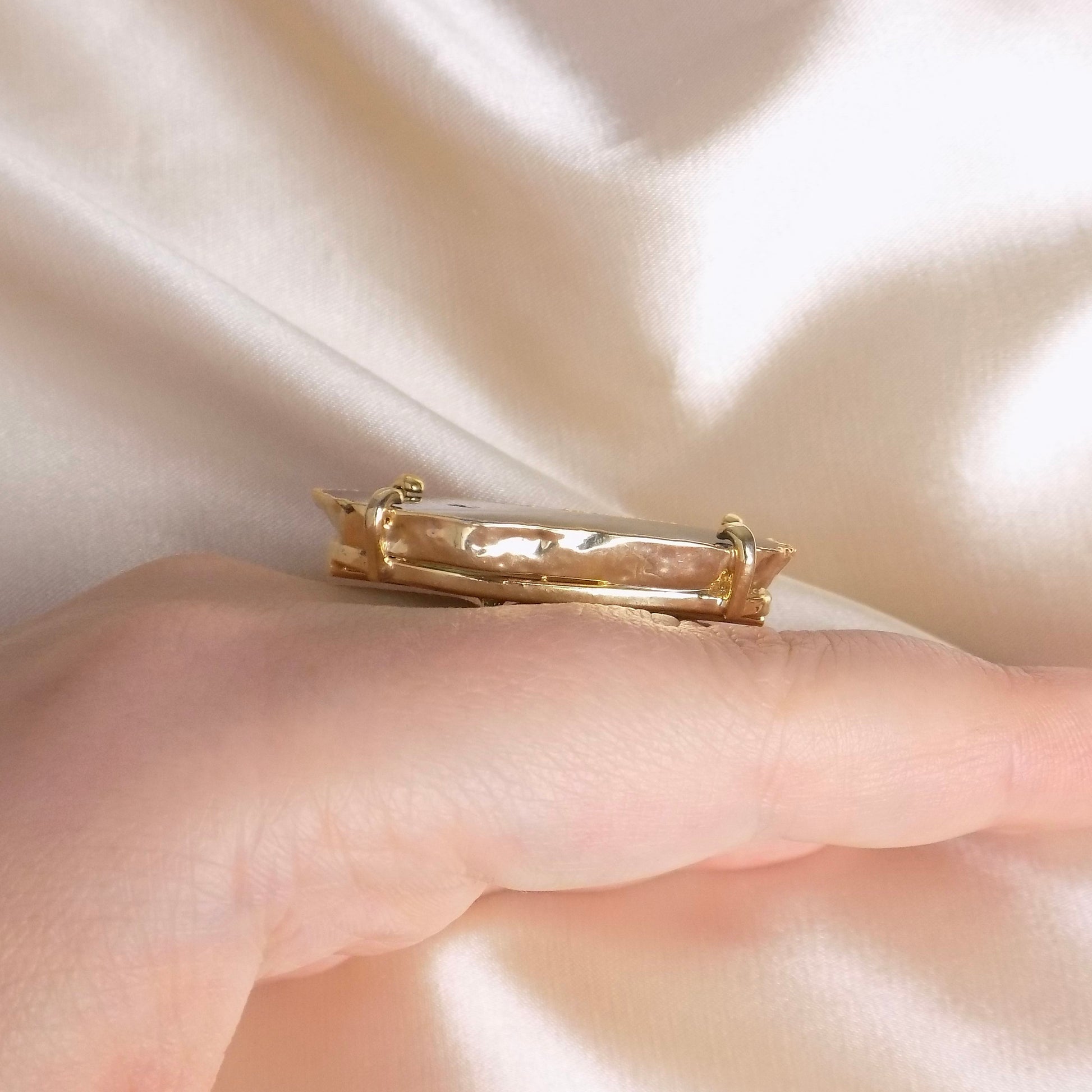 Green Agate Slice Ring Statement, Boho Large Geode Ring, Raw Crystal Ring Gold Adjustable, G15-81