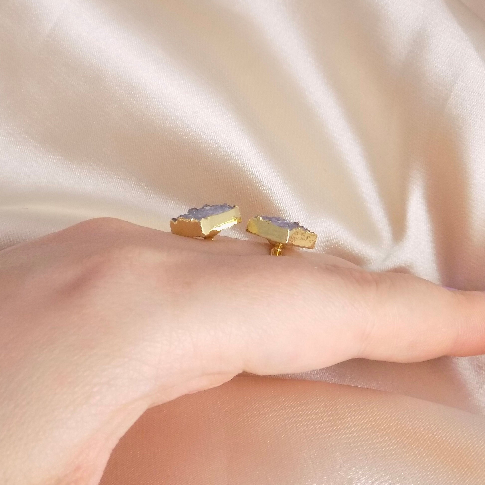 Gray Druzy Ring Gold Plated Adjustable, Minimalist Crystal Rings For Women, M7-22