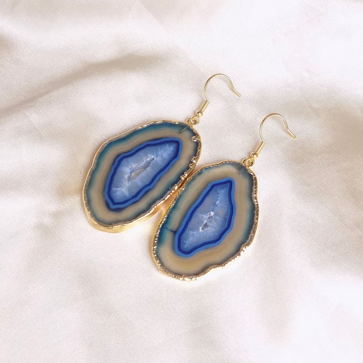 Gift For Mom - Blue Agate Earrings