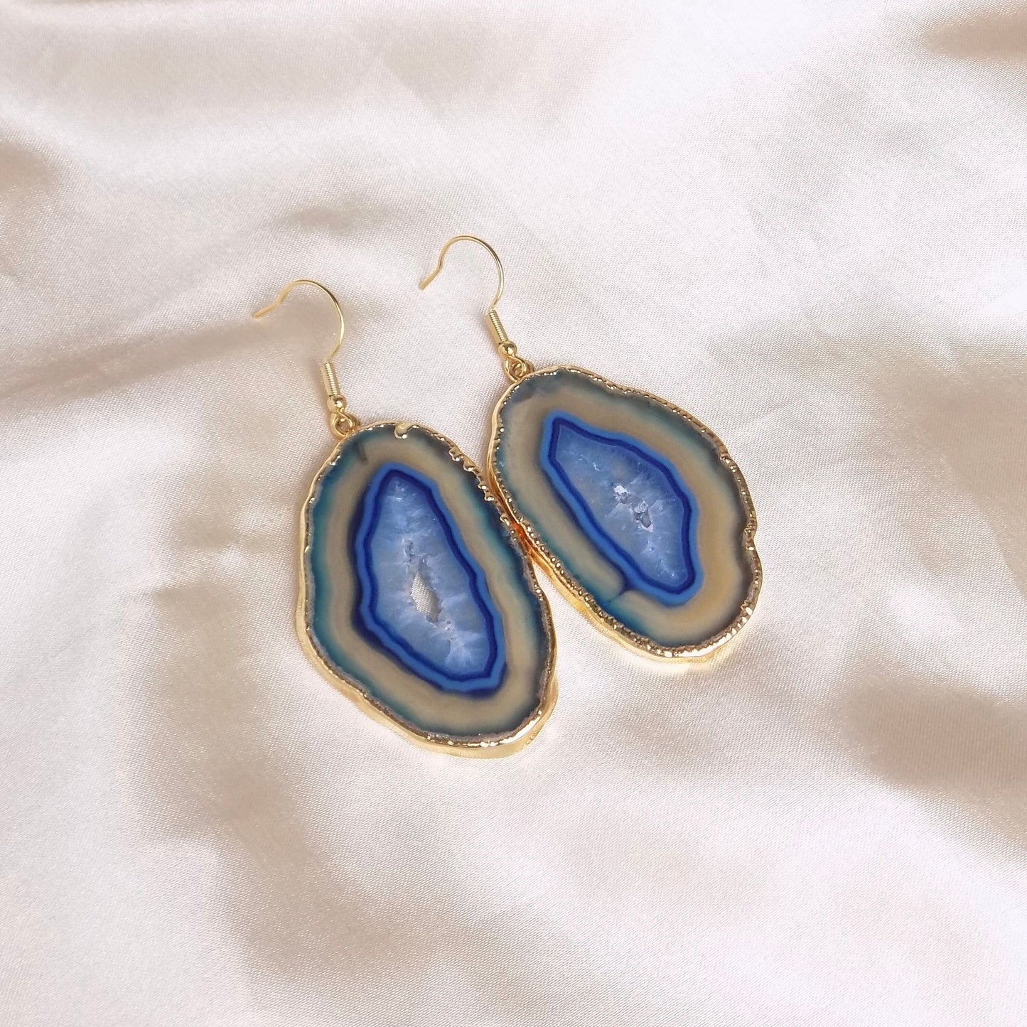 Gift For Mom - Blue Agate Earrings
