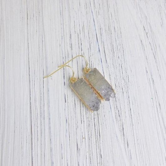 Raw Amethyst Slice Earrings, Druzy Earring, Boho Statement Jewelry, Christmas Gift Women, M6-80