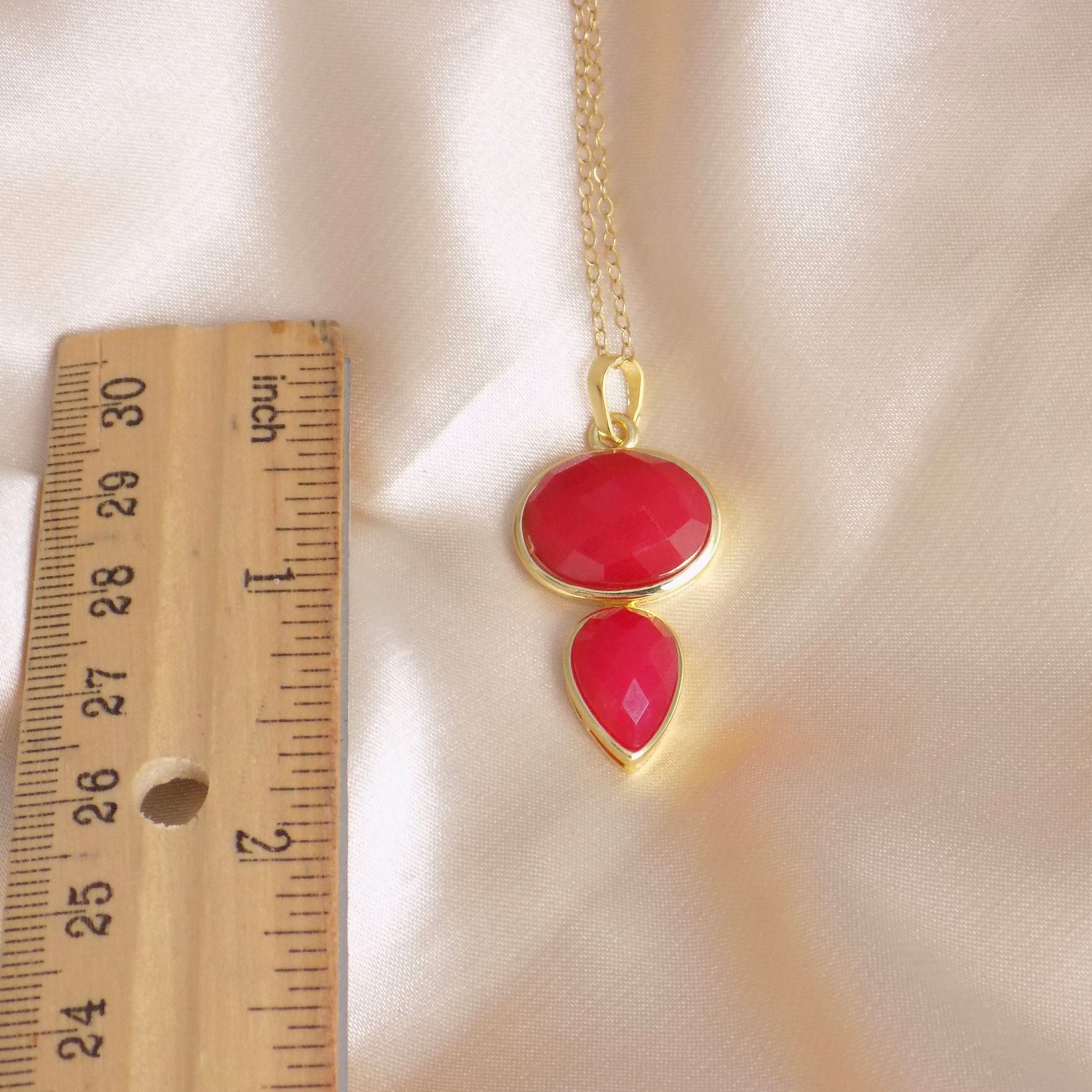 Unique Ruby Pendant Necklace Gold, July Birthstone, Gift For Mom, M7-52