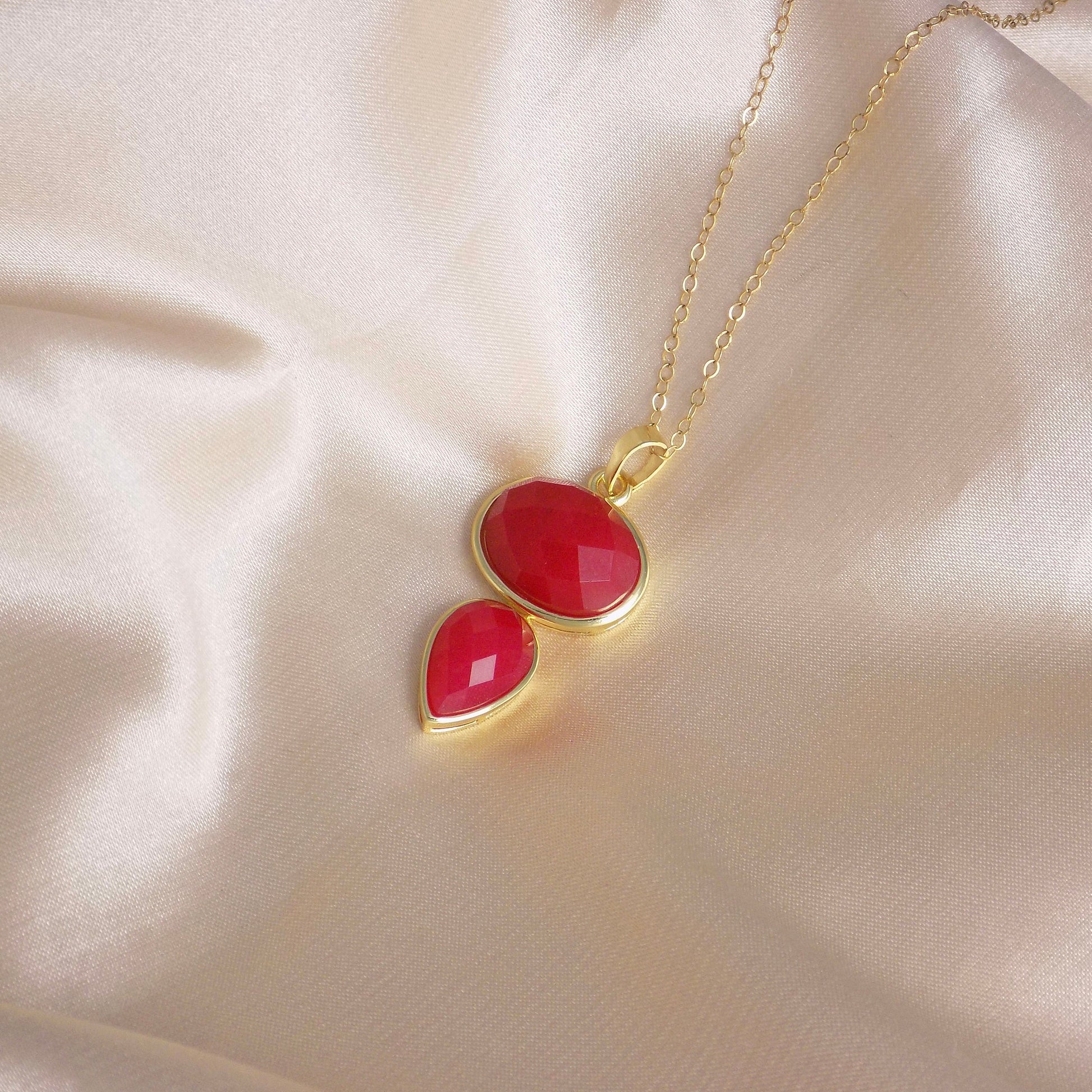 Unique Ruby Pendant Necklace Gold, July Birthstone, Gift For Mom, M7-52