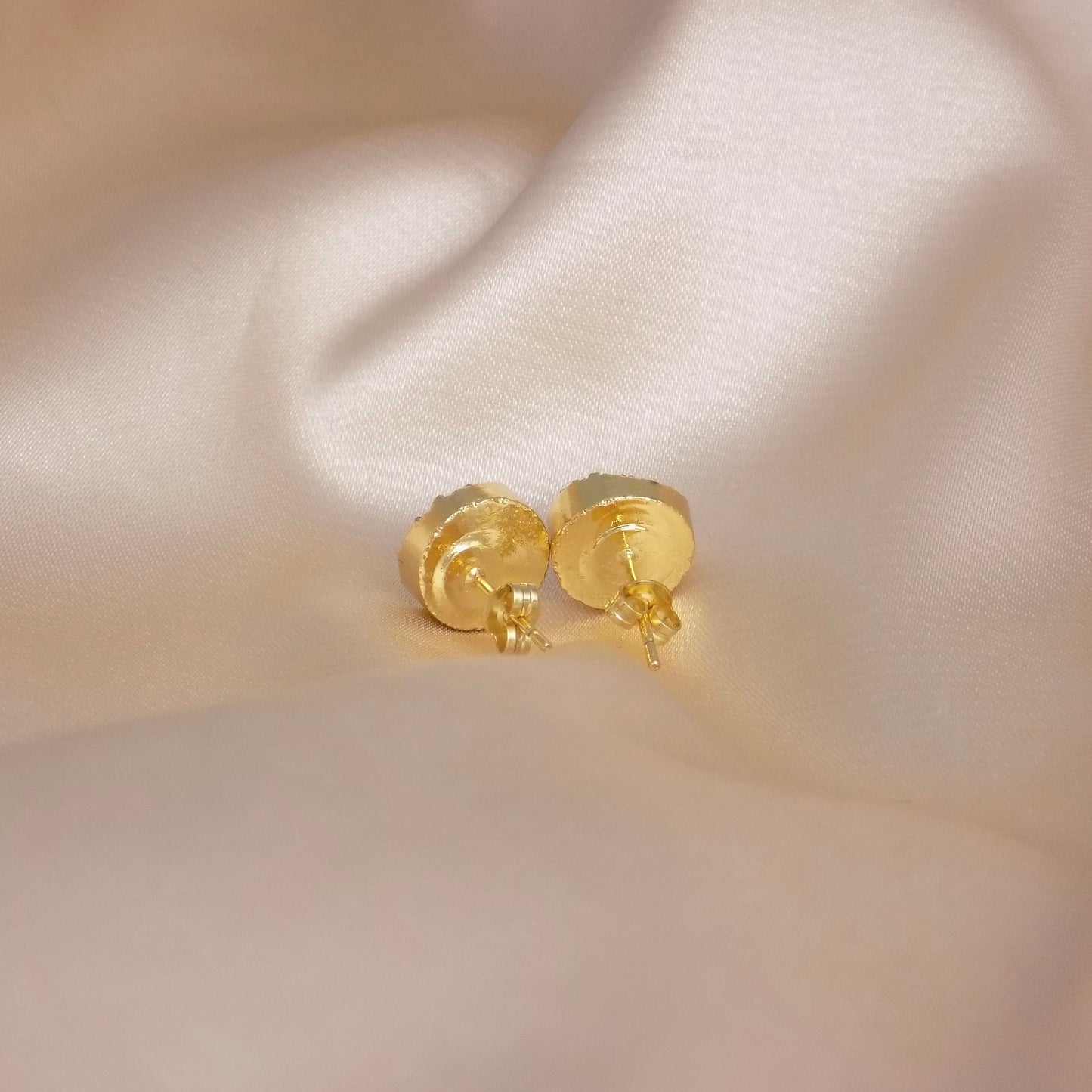Gray Druzy Earrings Stud, Genuine Druzy Posts Gold, 10mm Raw Gemstone, Gift Women, M6-750
