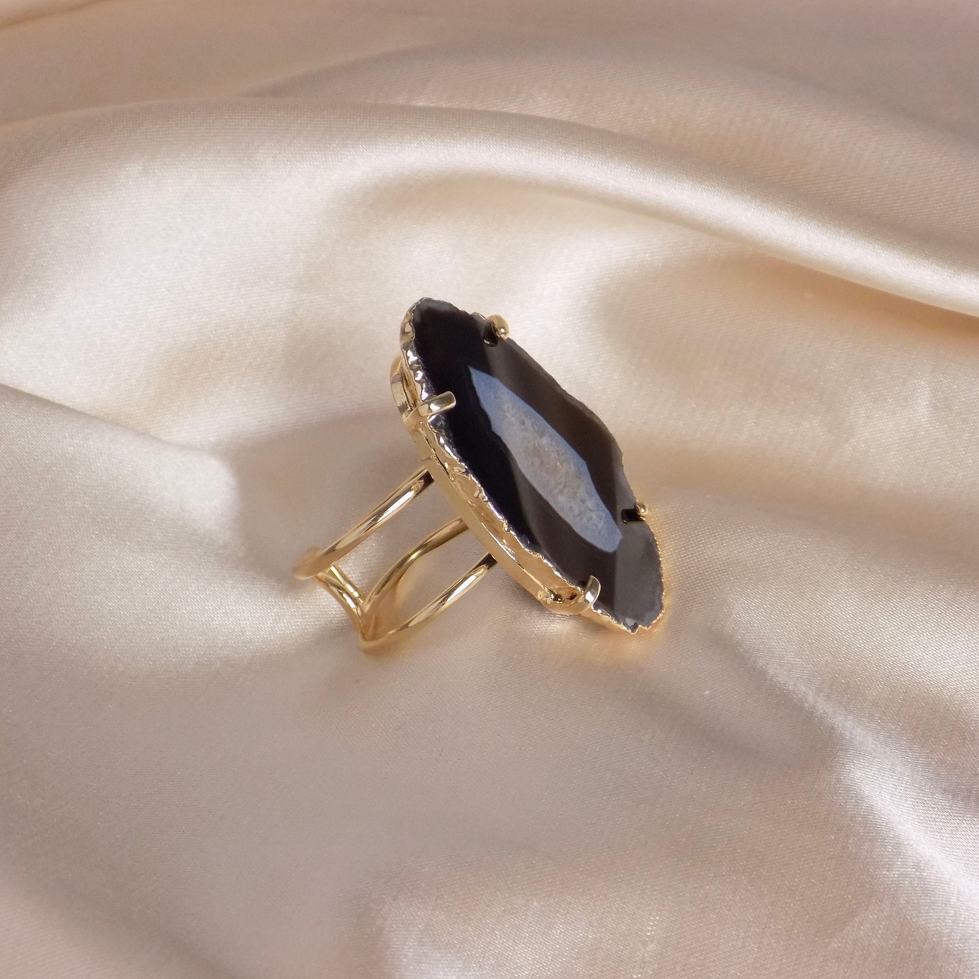 Gift For Mom - Agate Ring Black