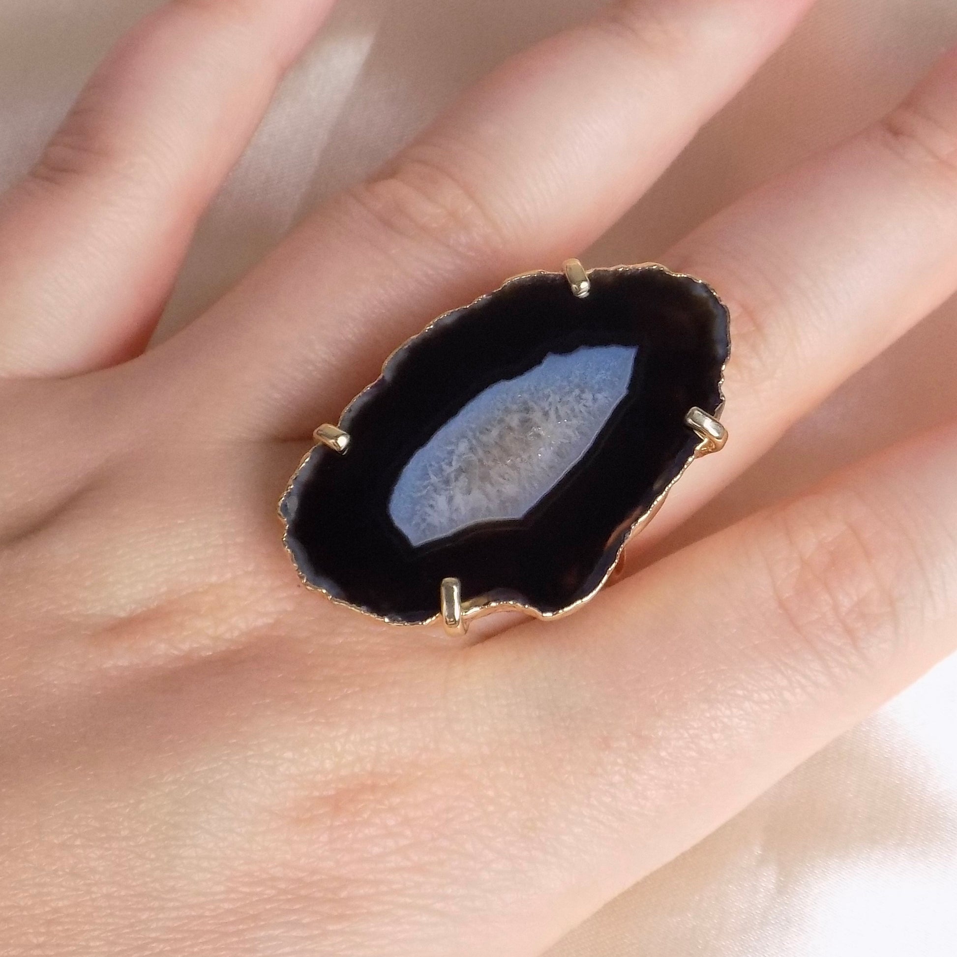 Gift For Mom - Agate Ring Black