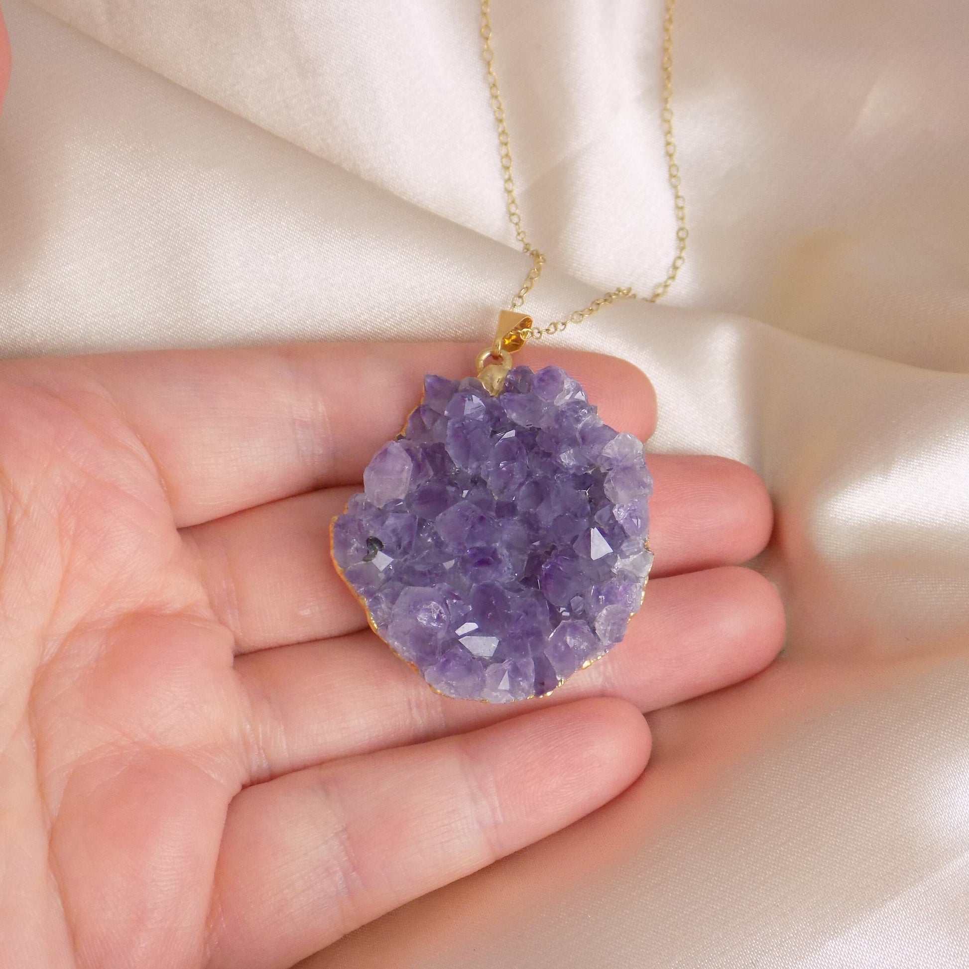 Gift For Best Friend, Raw Amethyst Necklace Gold, Purple Crystal Penda –  Love, Lily and Chloe