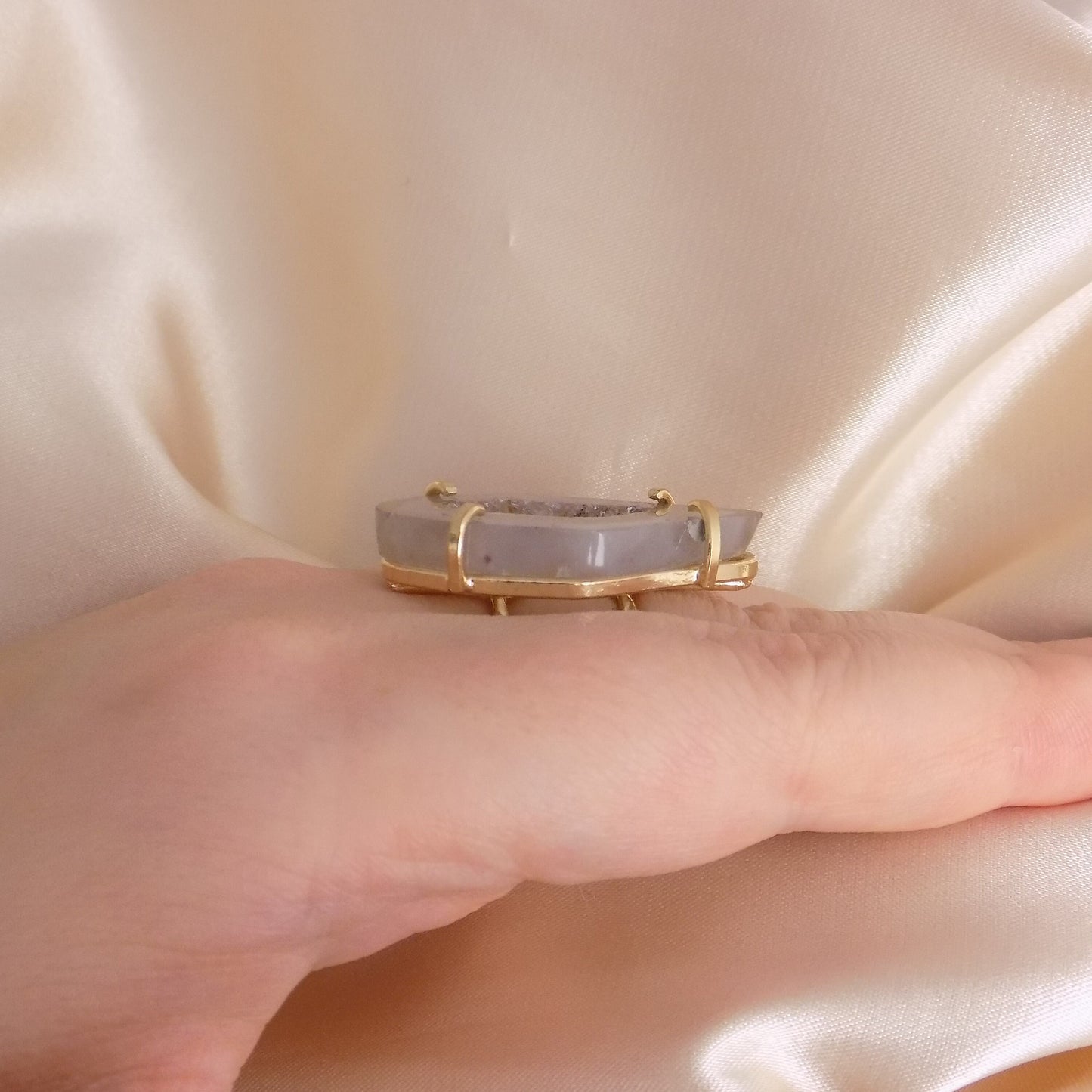 Unique Geode Ring Gold - Adjustable Crystal Rings For Women - Christmas Gift - M7-131