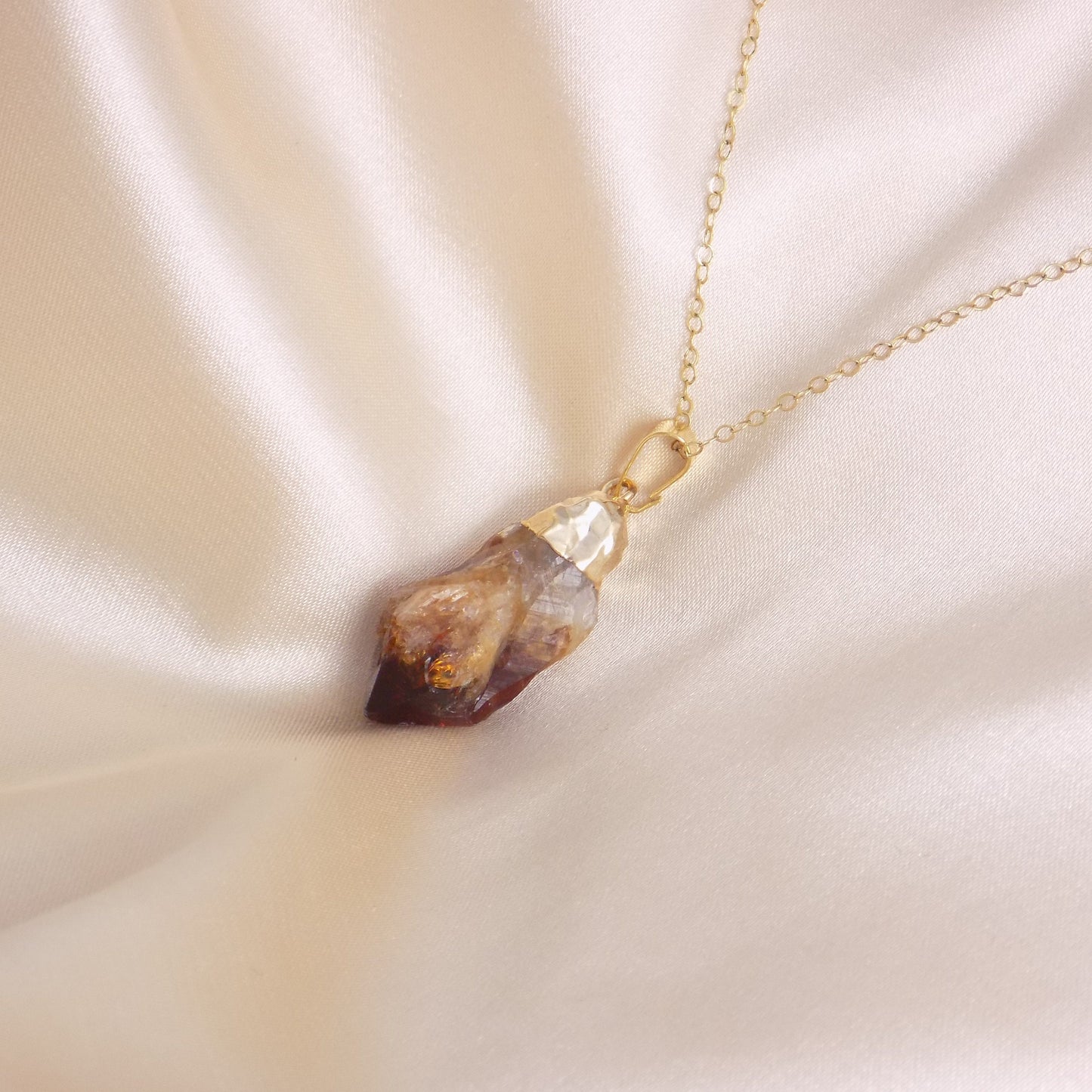 Brown Citrine Crystal Necklace Gold - November Birthstone Jewelry - Christmas Gift For Her - G15-248