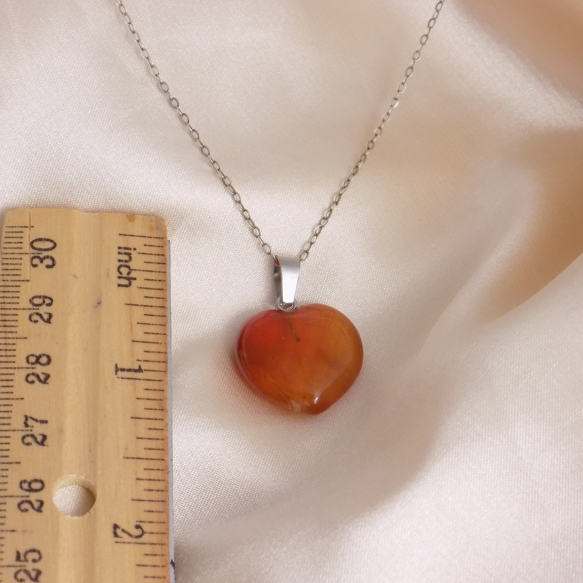 Carnelian Gemstone Necklace Silver, Heart Shaped Crystal For Layering, Boho Gifts For Her, M7-110