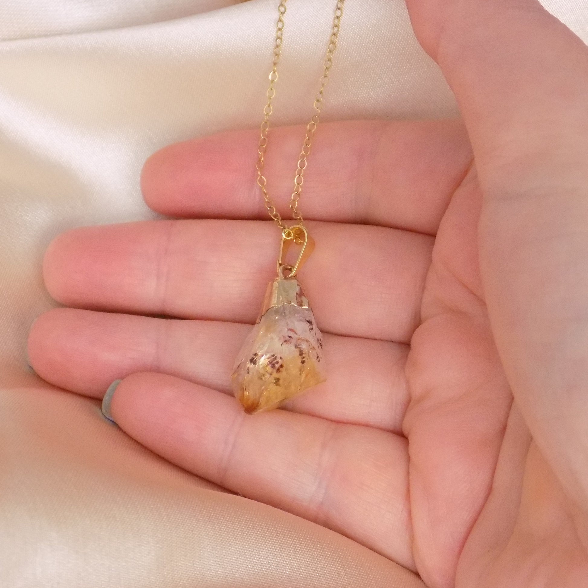 Yellow Citrine Crystal Necklace Gold - November Birthstone Jewelry - Christmas Gift For Her - G15-252